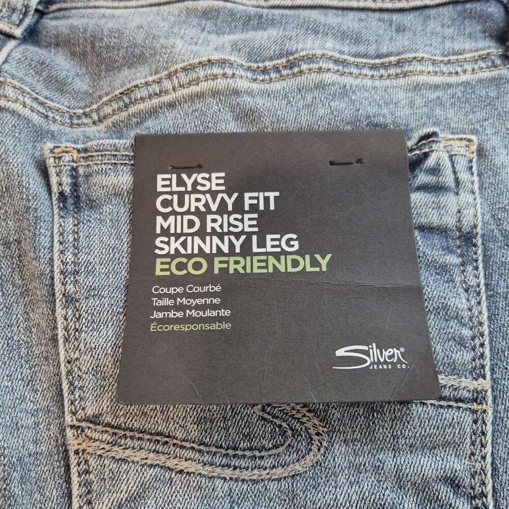 Silver Jeans Women's Jeans Size 28 L 29 Elyse Curvy Fit Mid Rise Skinny Leg  (62 - Picture 12 of 14